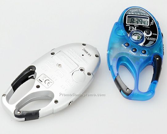 Sport Timer Combo with Carabiner, Compass, Led light, Radio