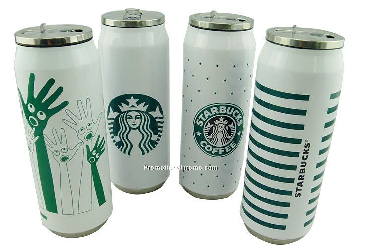 500ML Starbucks cans vacuum cup with straw , stainless steel can vacuum cup