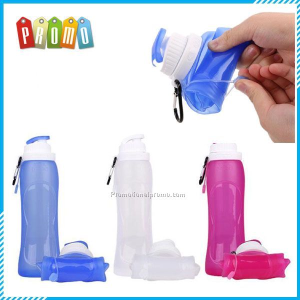 Portable silicone folding squeeze sport water bottle