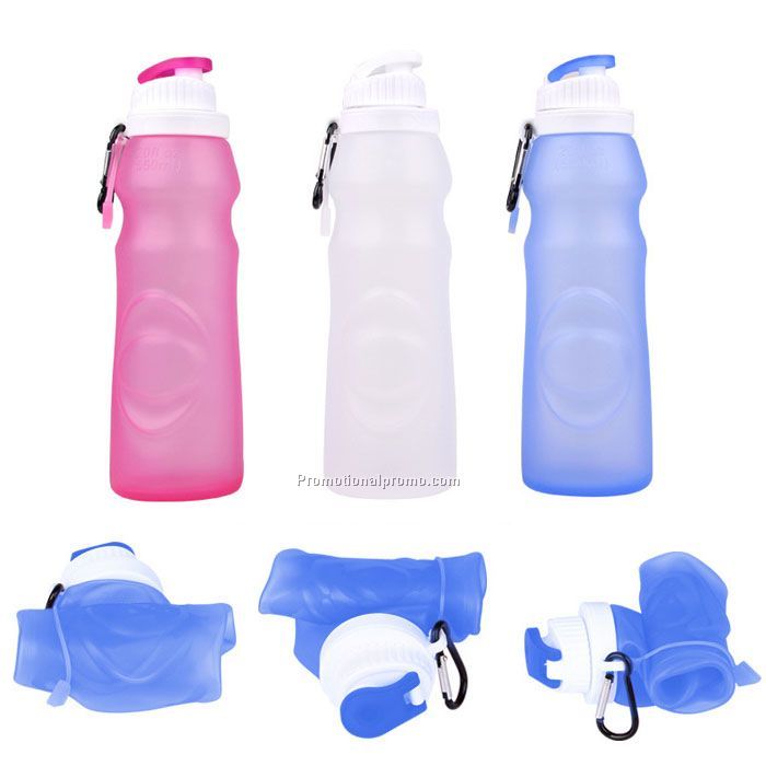 Portable outdoor sports silicone water bottle