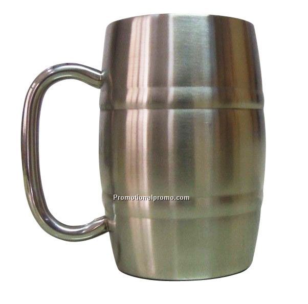 14Oz. Double Wall Stainless Steel Beer Barrel Mug