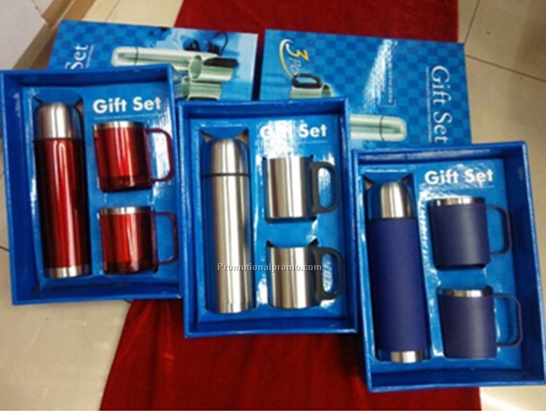 Stainless Steel and Plastic Flask And Cup Travel Set