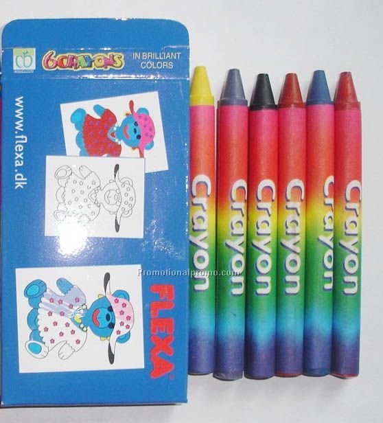 Set of 6 wax crayons, 6 wax pencils