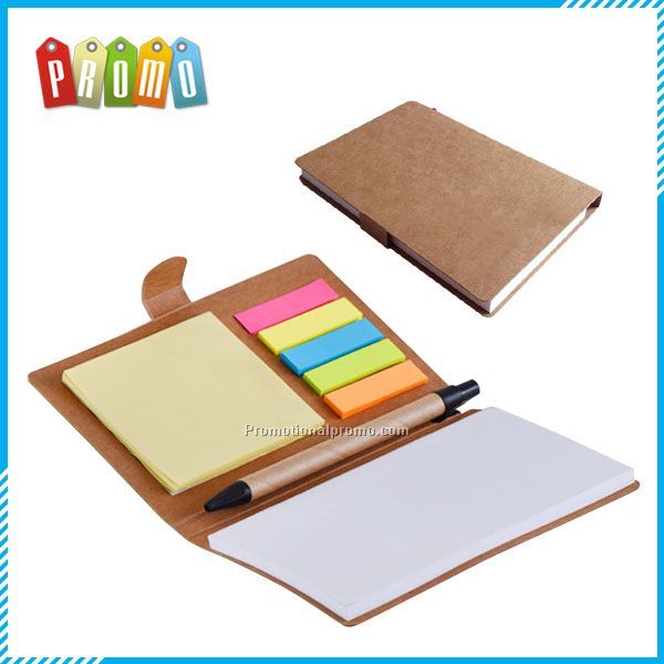 Kraft paper cover sticky note pad with pen set