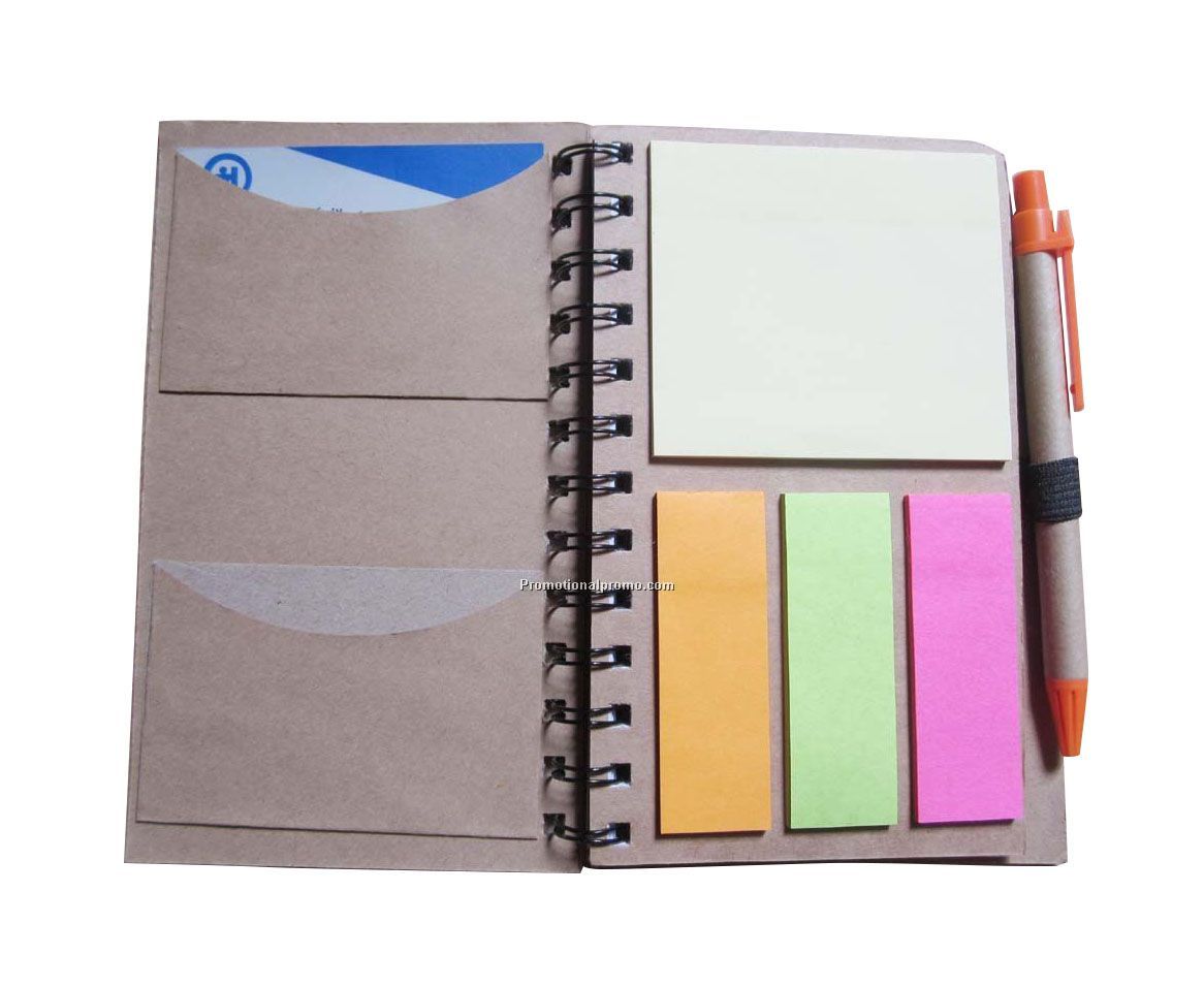 LARGE RECYCLED PAPER NOTEBOOK W/STICKY NOTES