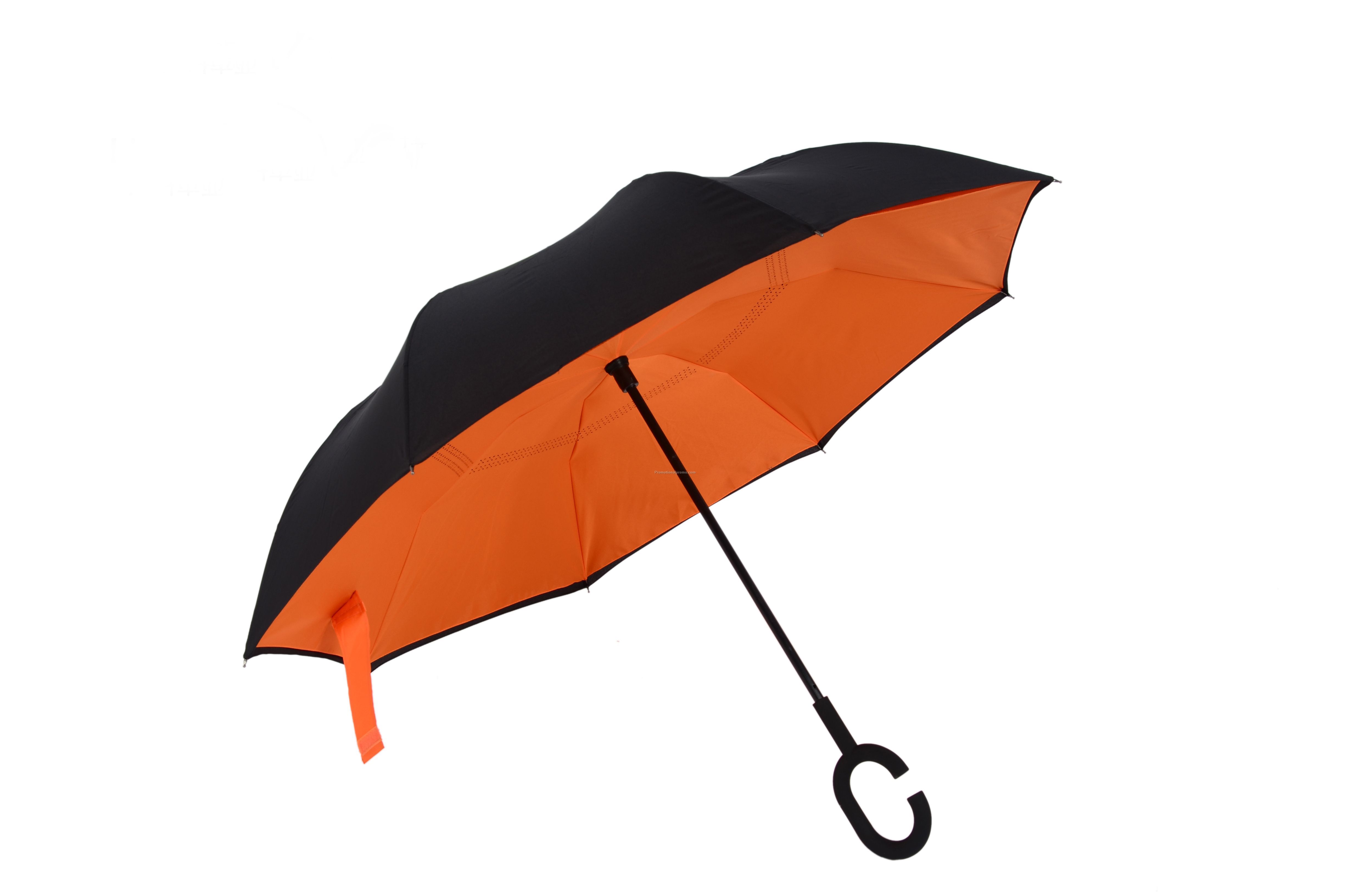 Windproof Reverse Folding Double Layer Inverted Umbrella With C-Hook Hand