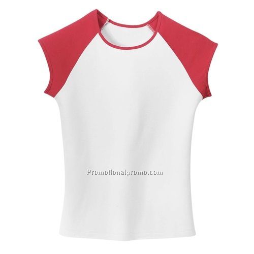 T-Shirt - District Threads Ladies Cap Sleeve Raglan Tee, Ring Spun Combed Cotton, 5.9 oz