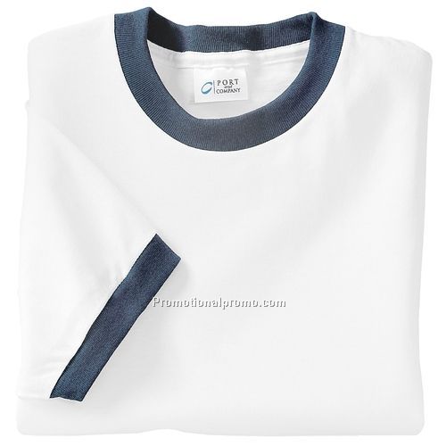 T-Shirt - Port & Company Short Sleeves Ringer T-Shirt, 100% Cotton