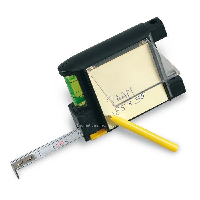 4 IN 1 Measuring Tap with memo tape and includes ball pen and spirit level
