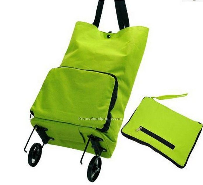 Custom 600D Polyester Foldable Shopping Trolley bag with 2 Wheels