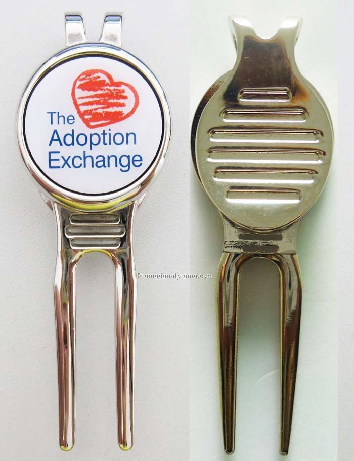 Divot tool and magnetic ball marker with customized logo