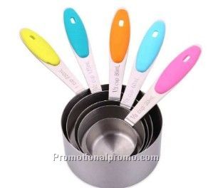 5 pieces silicone handle stainless steel measuring cup