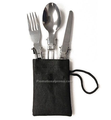 Foldable outdoor travel knife fork set