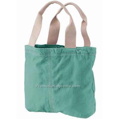Cotton Canvas Tote - Green/Printed
