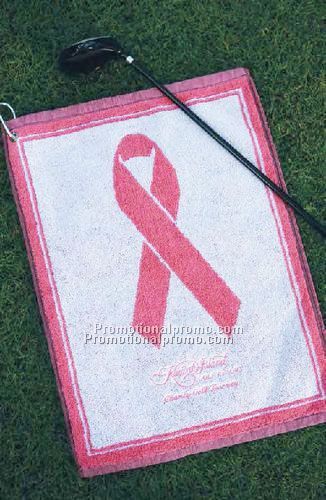 Pink Ribbon Jacquard Golf Towel