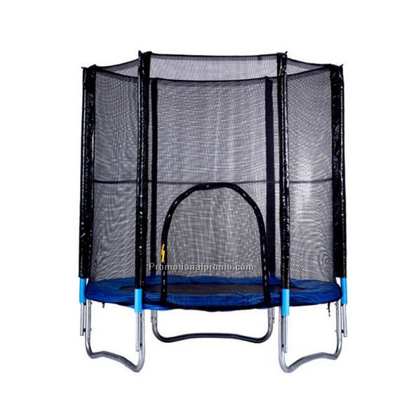 8FT Springless Kids Round Outdoor Trampoline With Enclosure Safety Net Padding