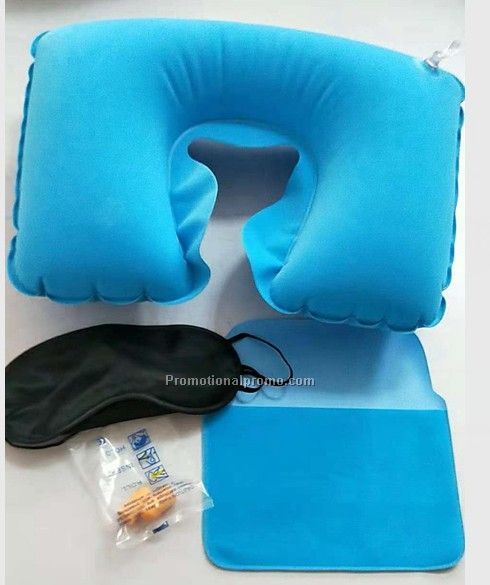 Inflatable travel pillow set