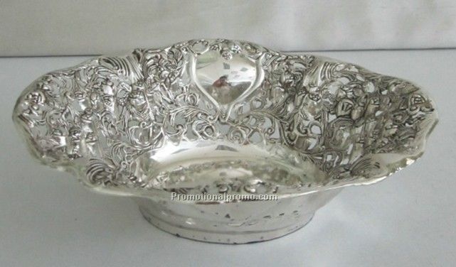 Round shape fruit metal tray/dish