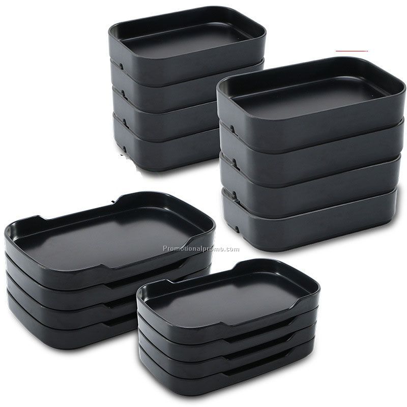 Stackable plastic rectangle bbq serving tray