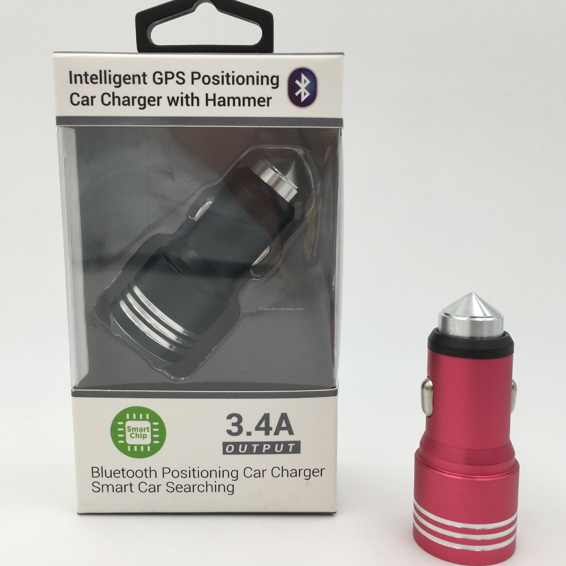 Intelligent GPS positioning car charger with hammer