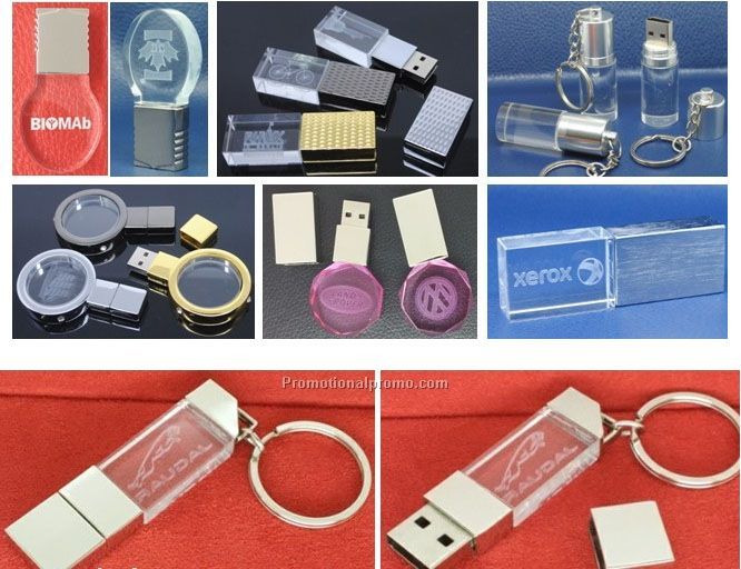 Crystal USB flash drive With engraving logo design