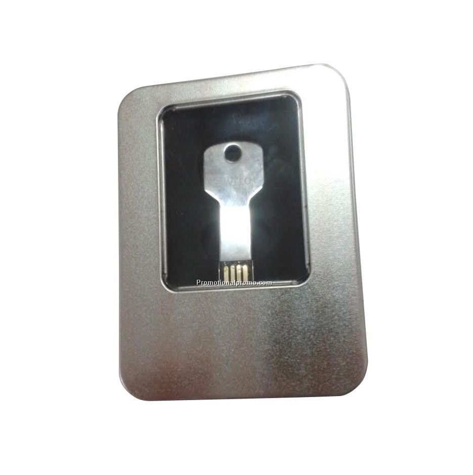 8GB Key usb in metallic gray with metal box