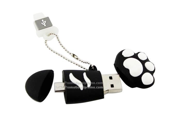 Hot sell Cartoon Bear Paw Dual Plug OTG USB Flash Pen Drive