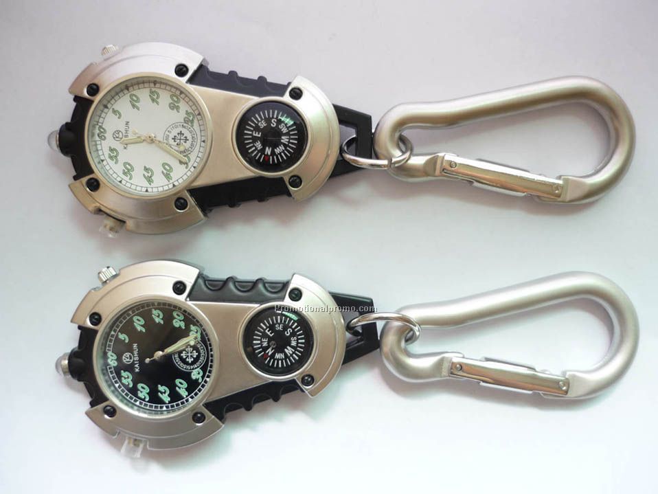 Carabiner watch with compass