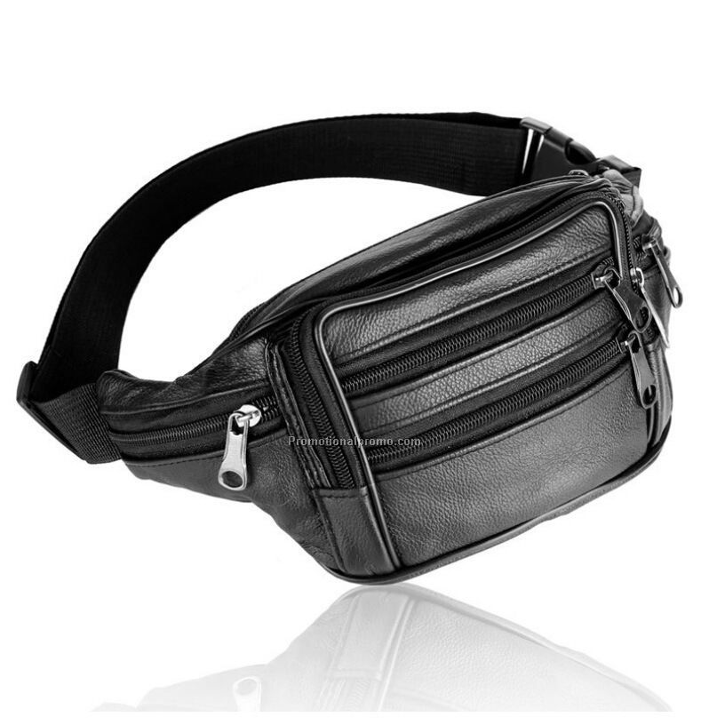 Men travel bags genuine leather waist belt bag