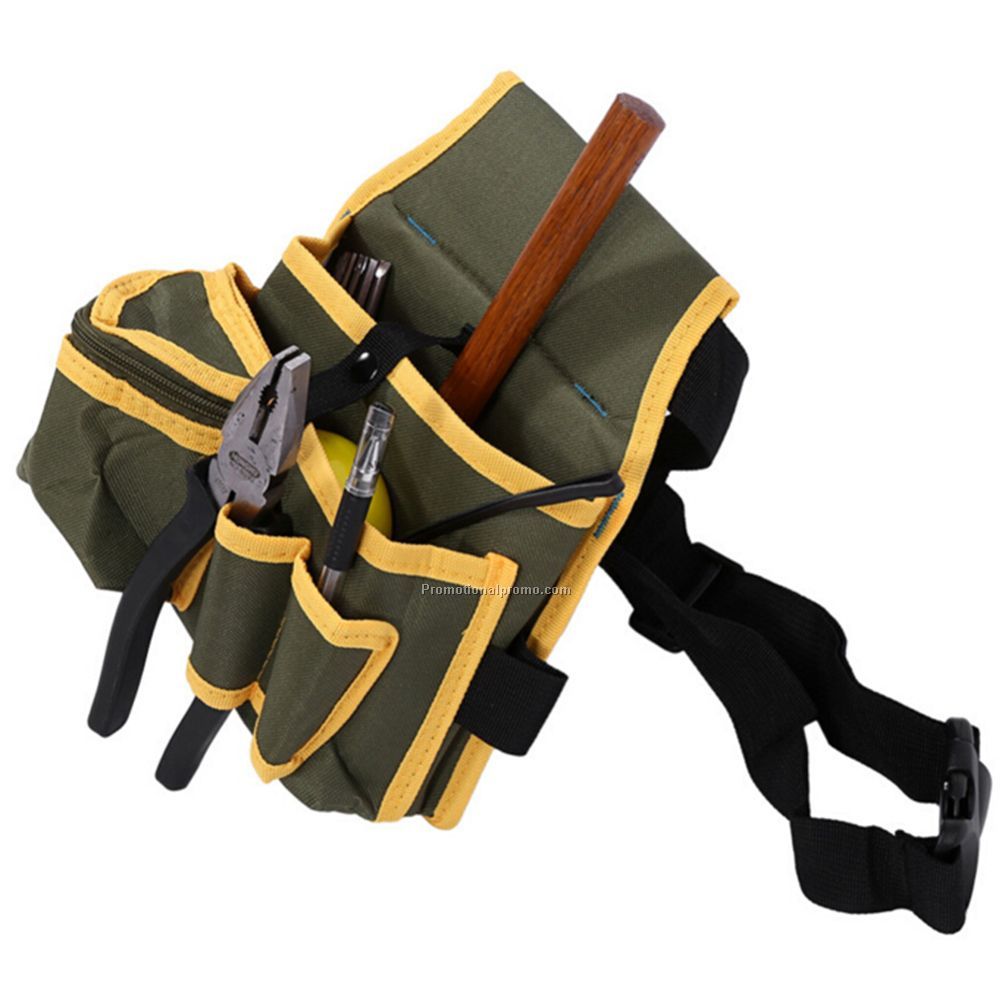 Multiple Pocket Canvas Pouch Bag with Belt Hardware Mechanic's Electrician Tool Waist Packs