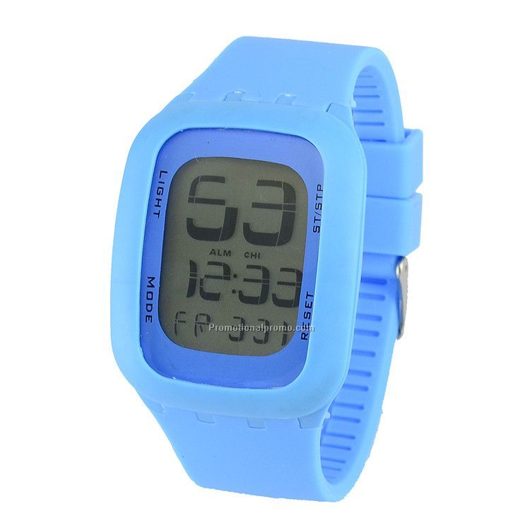 Waterproof silicone alarm clock watch