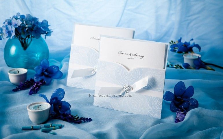 Blue Roses Tri-fold Wedding Invitation