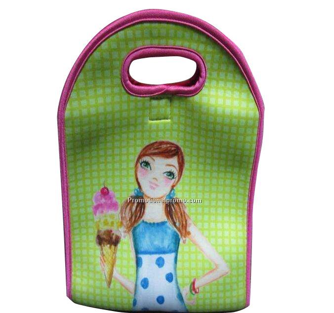 Custom portable neoprene wine cooler bags with full printing
