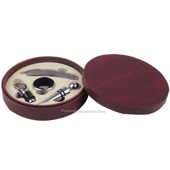 4Pieces wine opener tool set with wood case