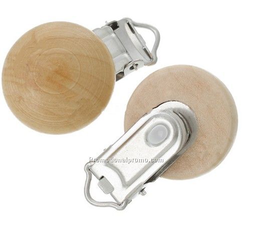 Wood pacifier clip