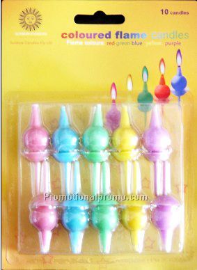 Colored flame birthday candles