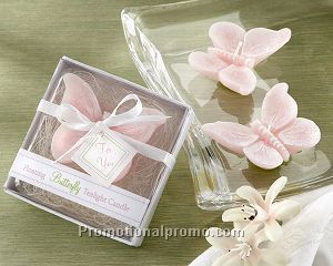 Pink Butterfly Ribbon Candle