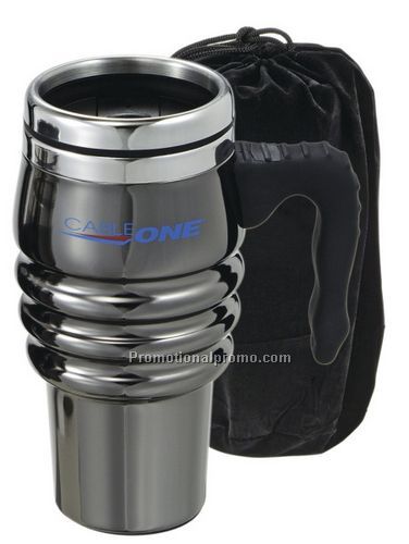 16 oz. Black Chrome Tri-Roll Travel Mug