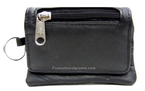 3-Section Change Purse / Key-ring / Lambskin Napa / Black