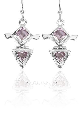 Amethyst/sterling silver golf club earrings