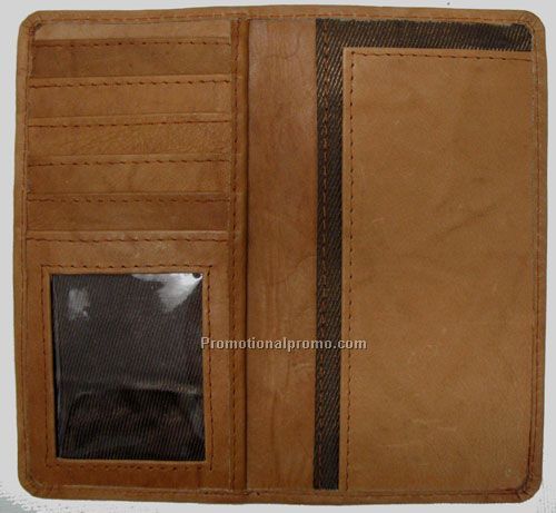 Chequebook Cover with Credit Card pockets / Stone Wash Cowhide / Medium Brown