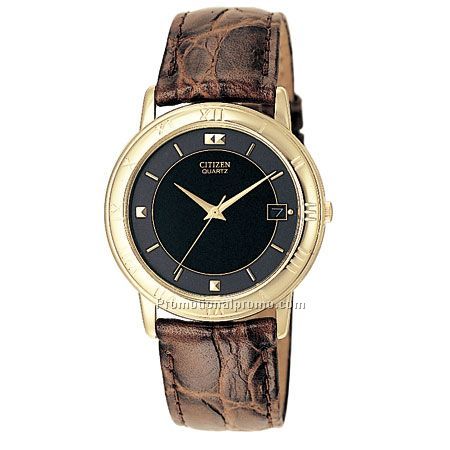 Citizen Quartz Gent's - Gold Tone Case/Black Dial