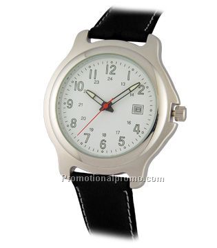 Discovery - Gent's army style watch, leather strap