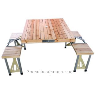 Foldable wood picnic table