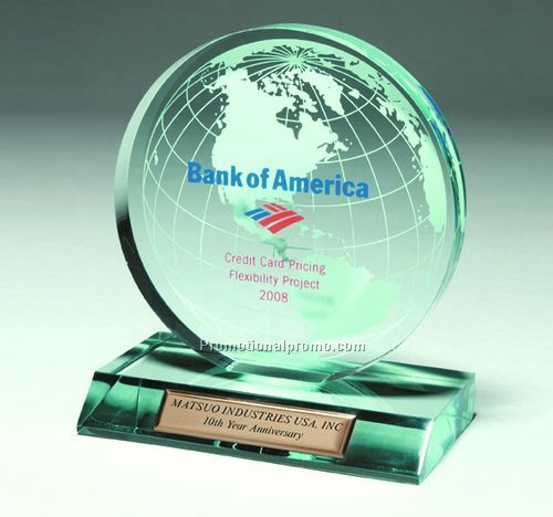 Globe Circle Jade Award with Laser Imprint