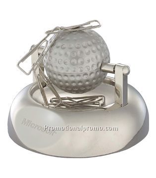 Golfer's desk paper clip dispenser