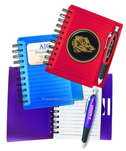 Hard Cover Notebook & Ballpoint Pen with Matching DOMED Logo