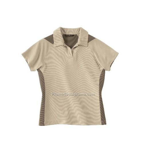 LADIES37408BAMBOO CHARCOAL TWO-TONE JACQUARD POLO