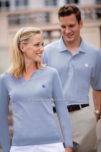 Ladies' Pima Keyhole with Embroidery