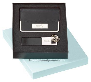 Leather Card Case & Key Ring Set - Colorplay or Chocolate